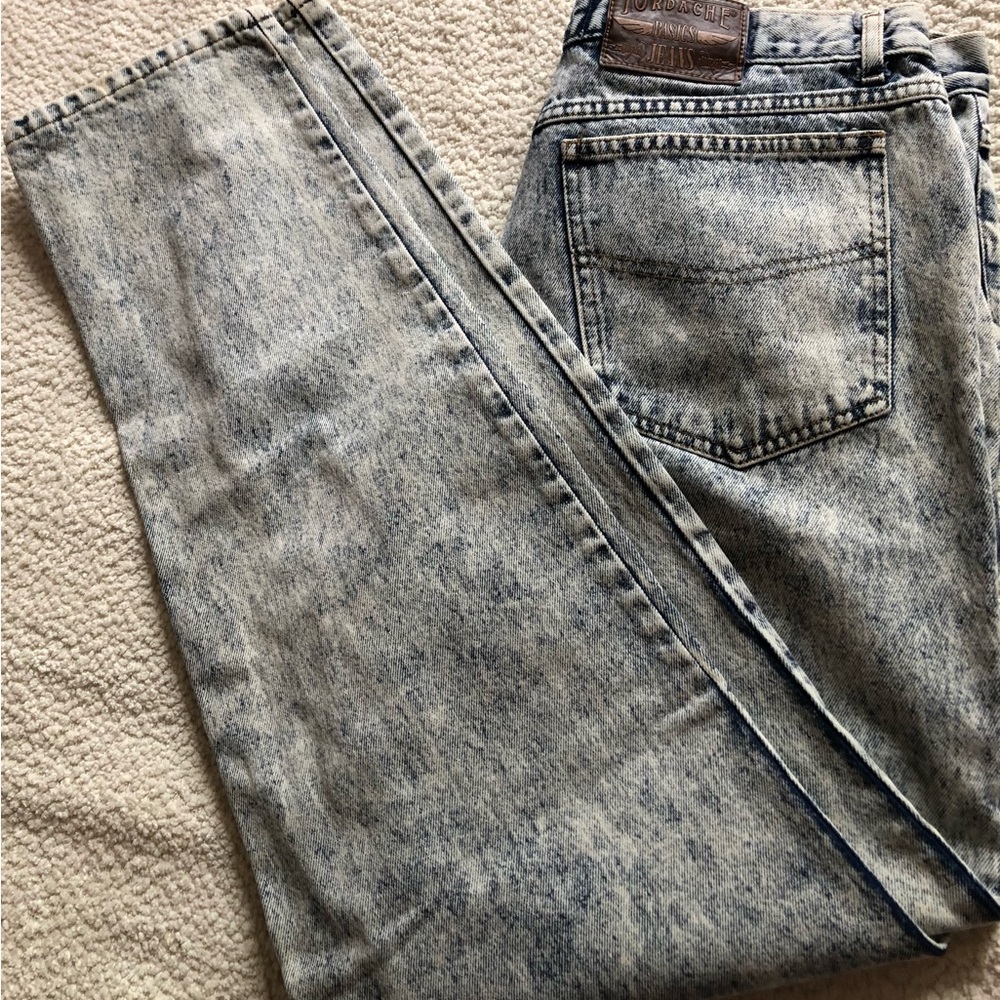 Jordache Vintage 80s Stonewashed Thrashed Original Stitches 38”x32” Jeans USA